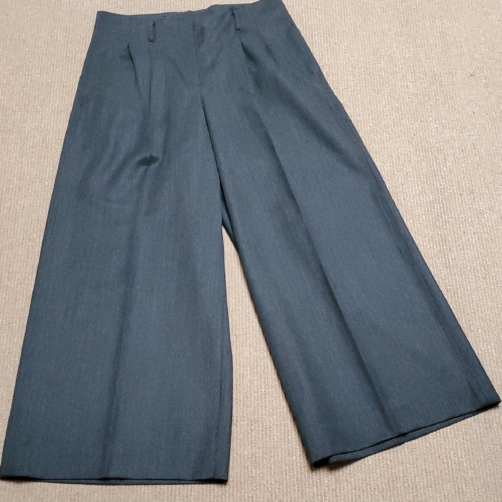 Sofie D'Hoore Elegant 100% Wool Charcoal Wide Leg Trouser Pants